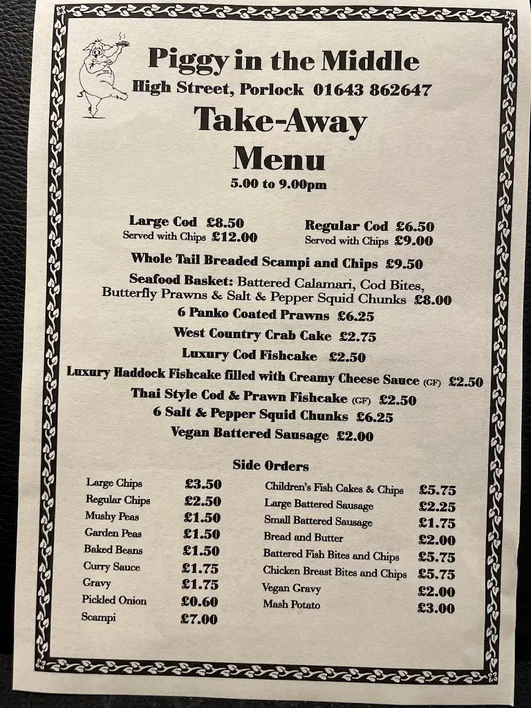 Menu_Piggy In The Middle_Porlock_image_2