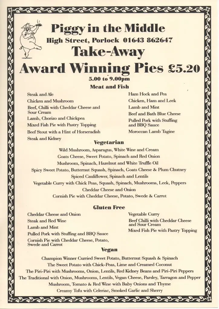 Menu_Piggy In The Middle_Porlock_image_4