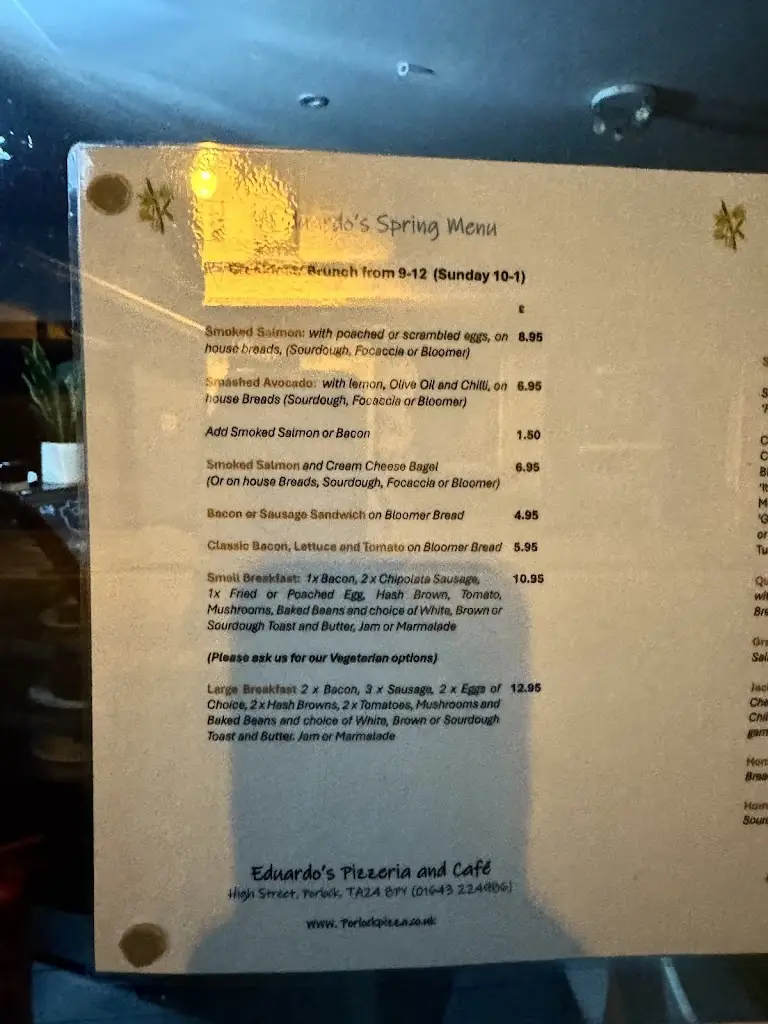 Menu_Eduardo's Pizzeria and Cafe_Porlock_immagine_2