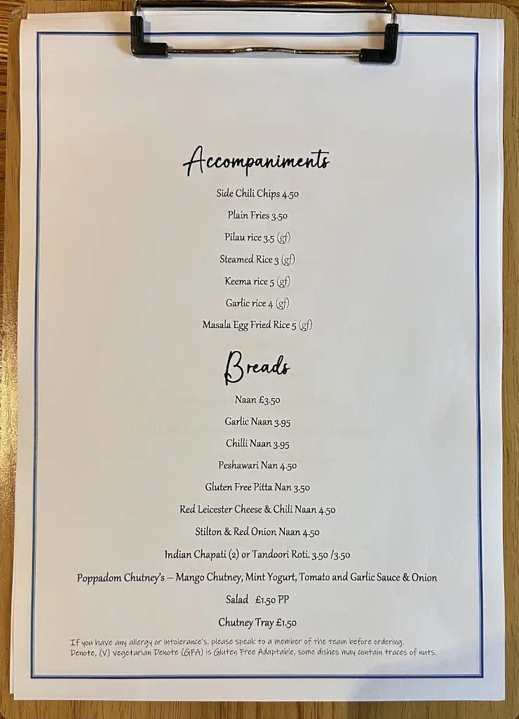 Menu_The Three Crowns_Barrow upon Soar_immagine_1