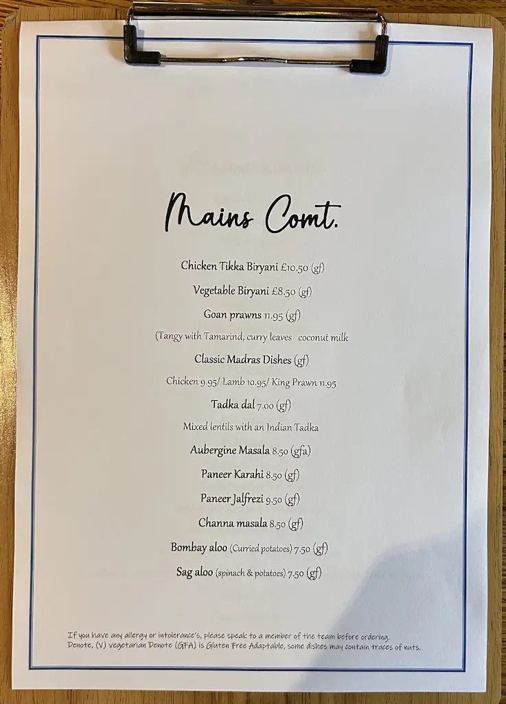 Menu_The Three Crowns_Barrow upon Soar_immagine_4