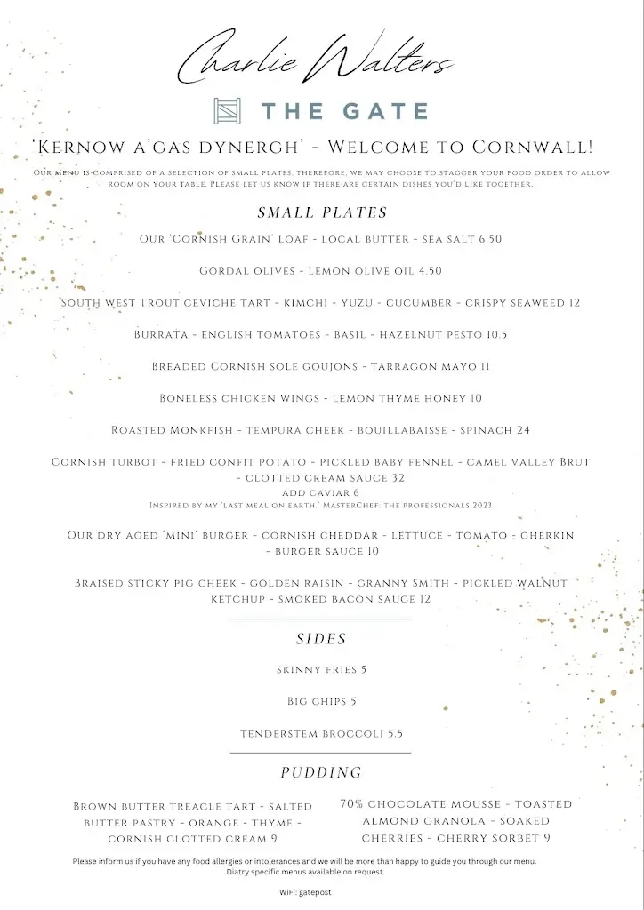 Menu_Charlie Walters at The Gate_Polperro_image_1