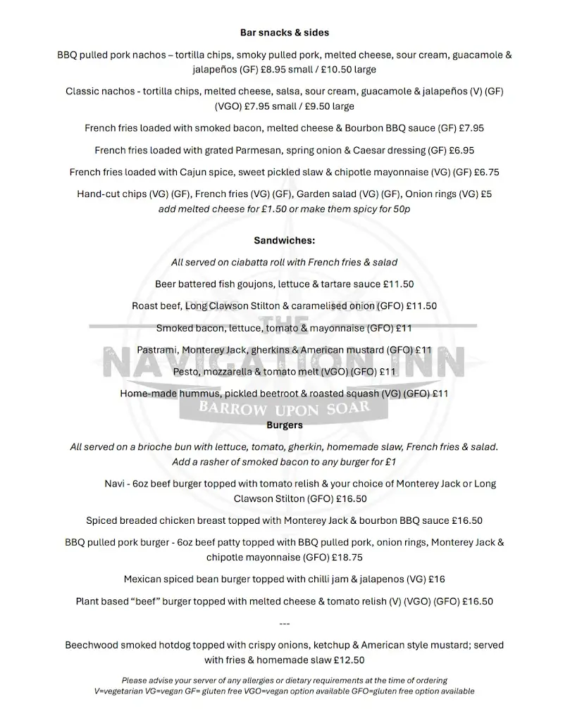 Menu_The Navigation Inn_Barrow upon Soar_image_1