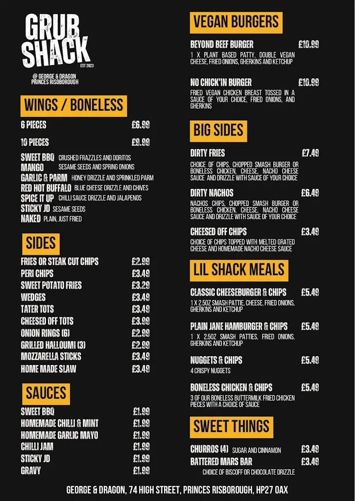 Menu_George & Dragon_Princes Risborough_image_1