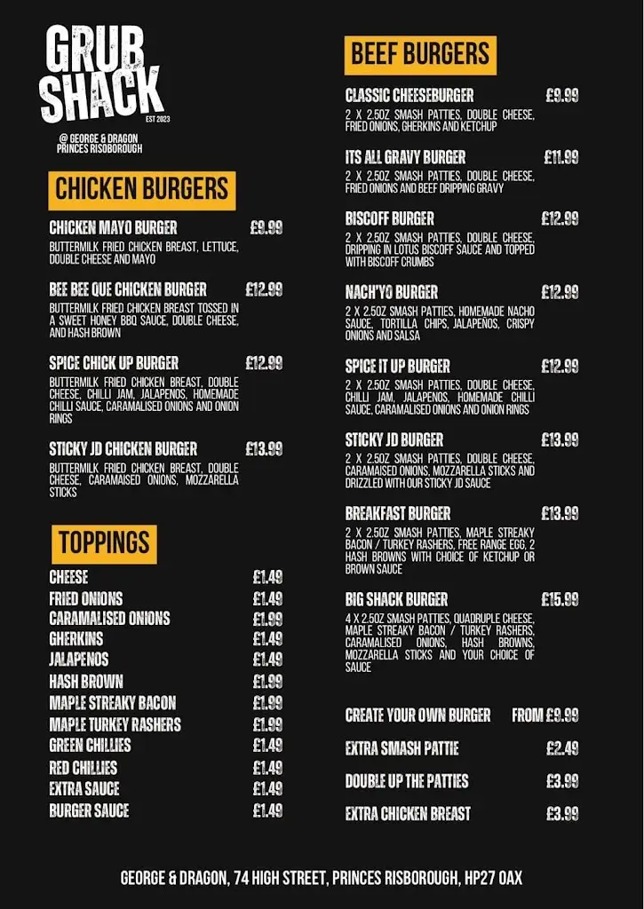 Menu_George & Dragon_Princes Risborough_image_2