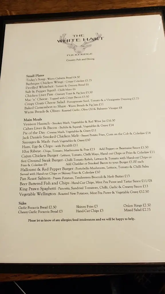 Menu_The White Hart_Puckeridge_image_1