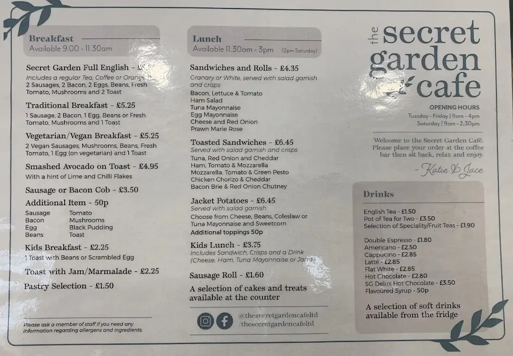Menu_The Secret Garden Cafe_Barrow upon Soar_image_2
