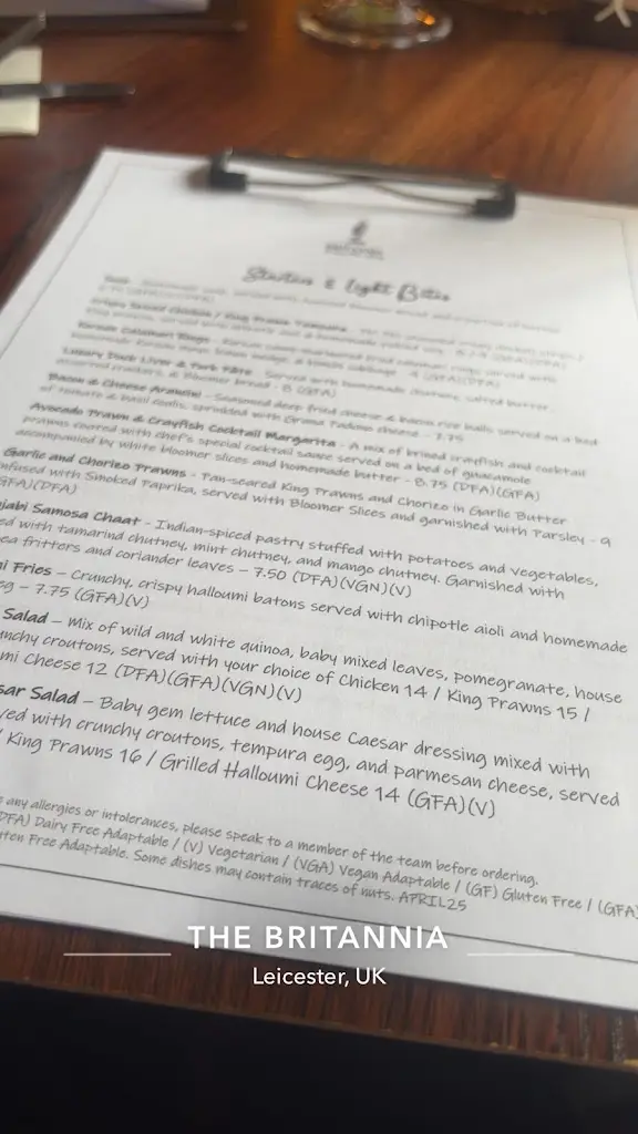 Menu_The Britannia_Queniborough_image_2