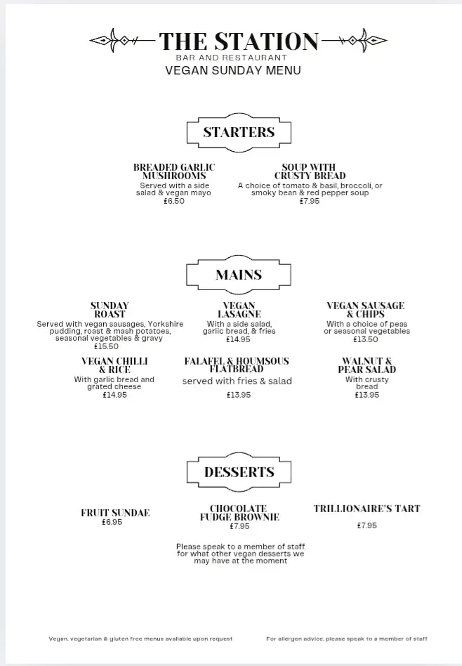 Menu_The Station Hotel_Pocklington_image_1