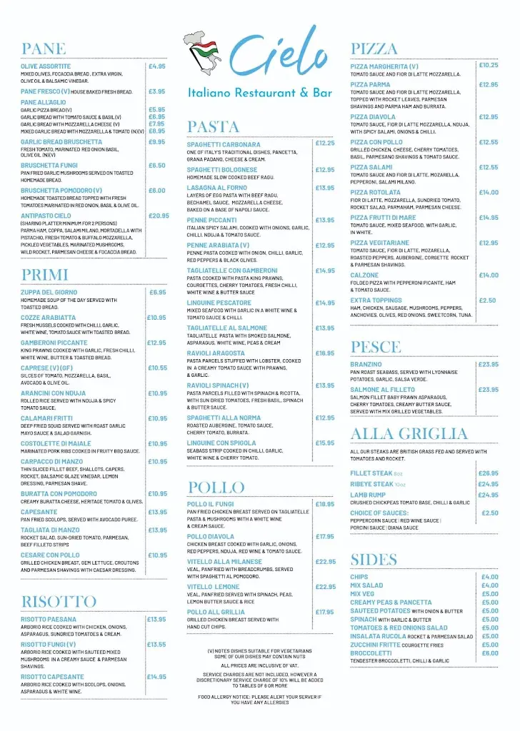 Menu_Cielo Italiano Restaurant and Bar_Poynton_image_1