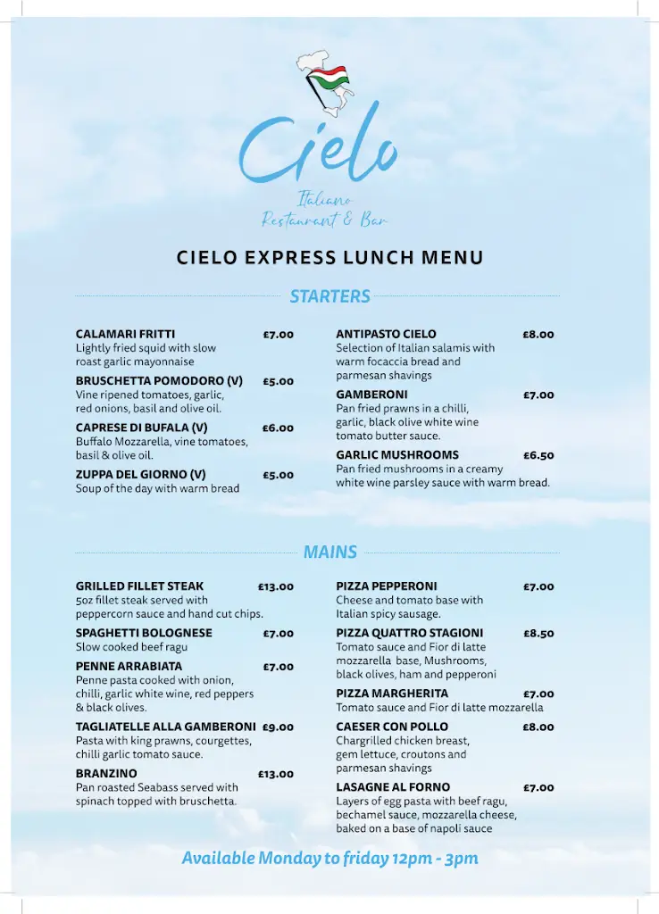 Menu_Cielo Italiano Restaurant and Bar_Poynton_image_2