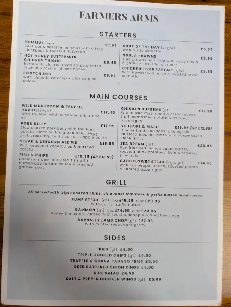 Menu_Farmers Arms, Poynton_Poynton_immagine_2