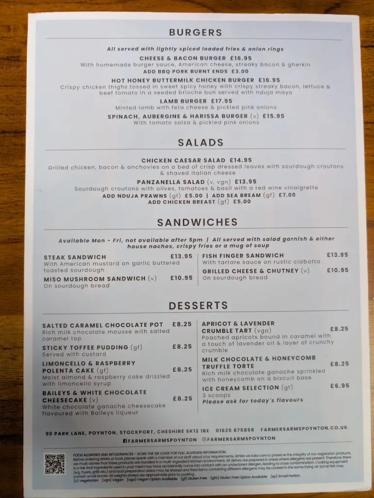 Menu_Farmers Arms, Poynton_Poynton_immagine_3