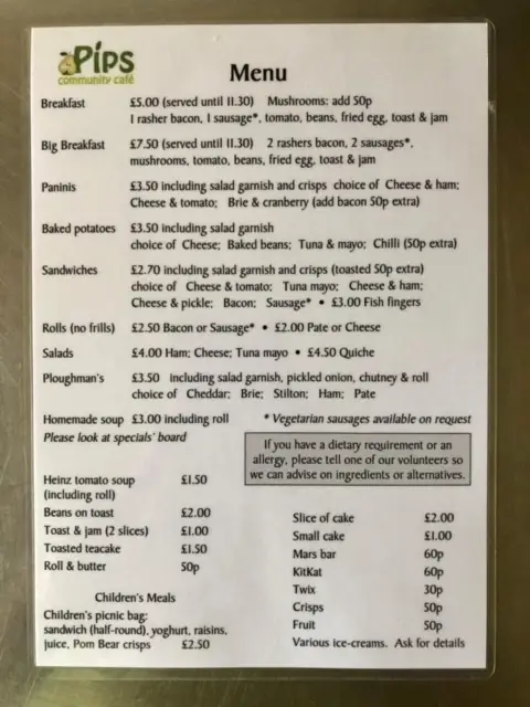 Menu_Pips Community Cafe, Purton_Purton_image_2