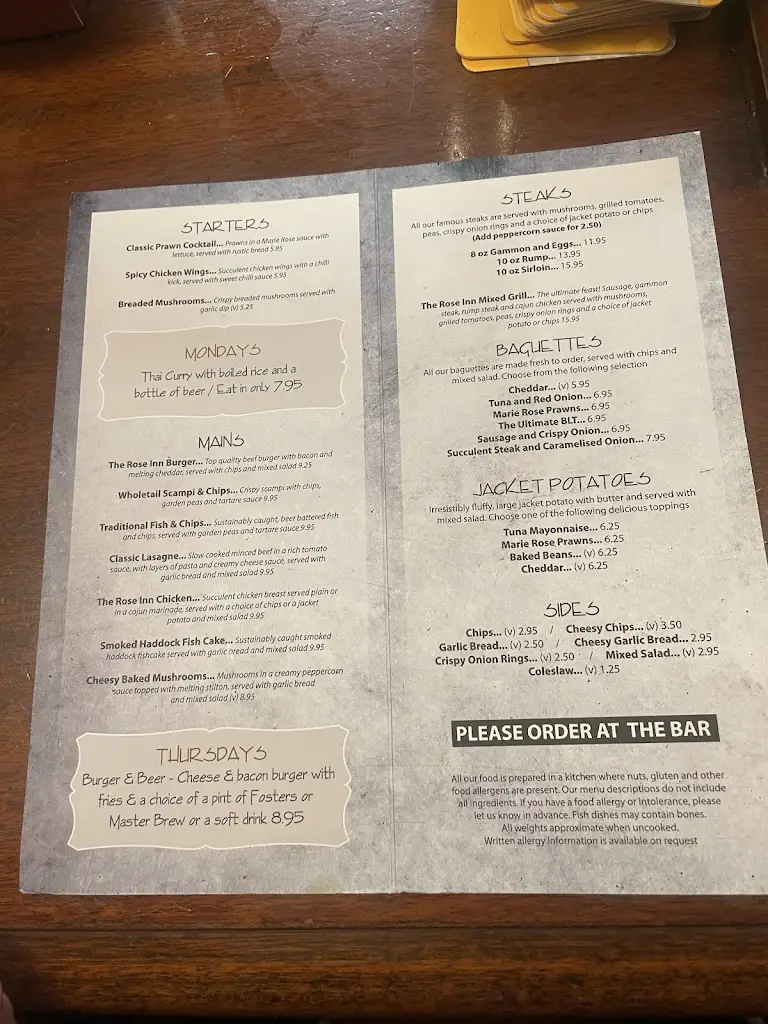 Menu_Rose Inn_Rainham_image_1