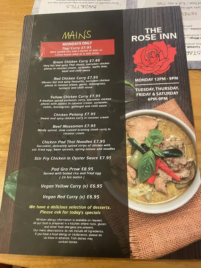 Menu_Rose Inn_Rainham_image_2