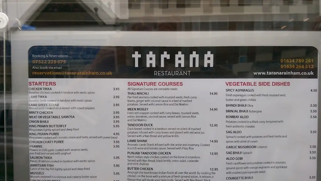 Menu_Tarana Indian Restaurant_Rainham_image_2