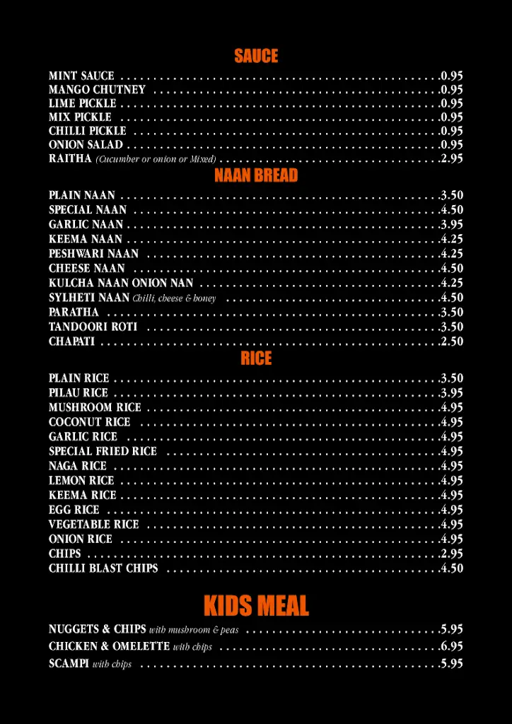 Menü_Bengal Spice_Rainham_Bild_1