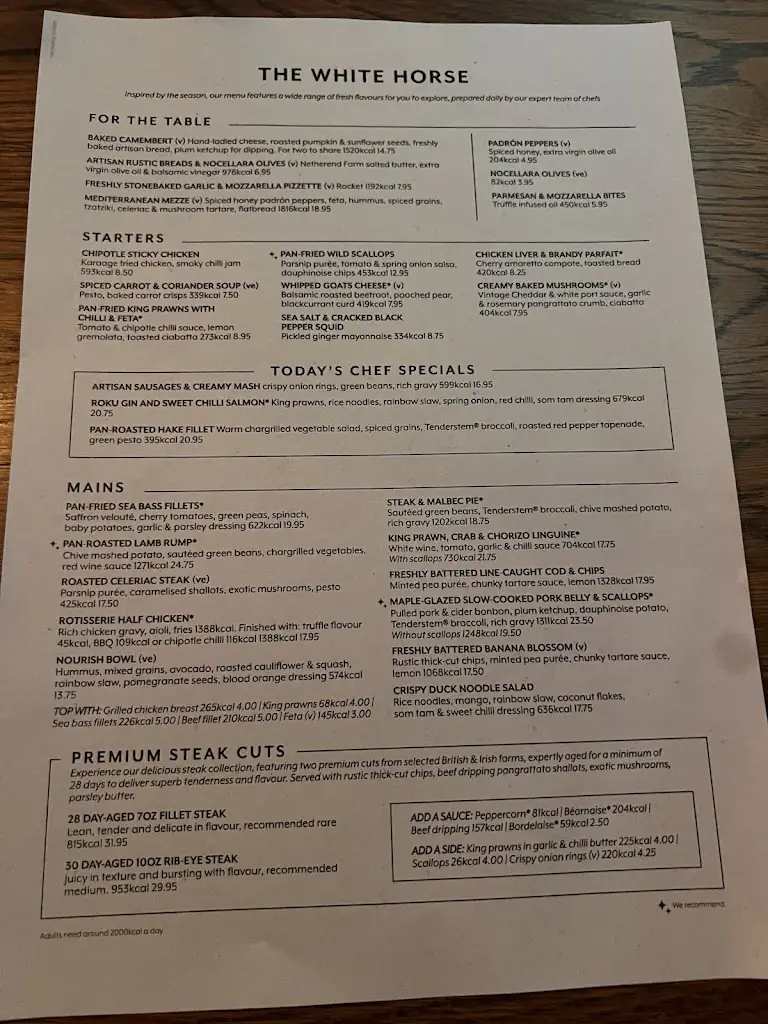 Menu_The White Horse_Radlett_immagine_1