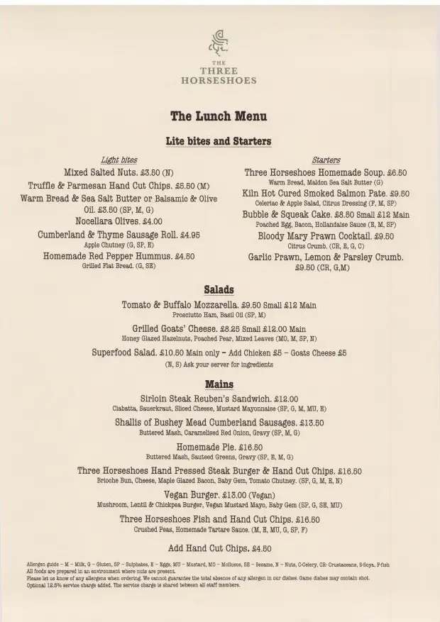 Menu_The Three Horseshoes_Radlett_imagen_2