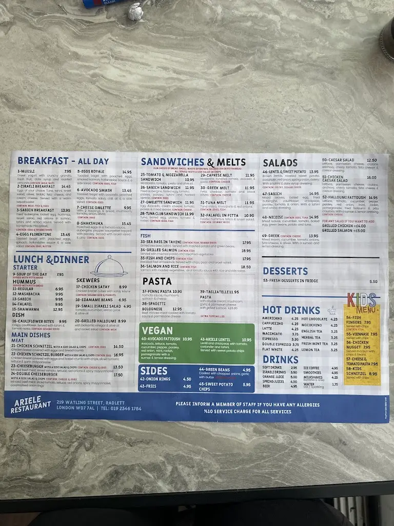 Menu_Ariele Restaurant_Radlett_image_1