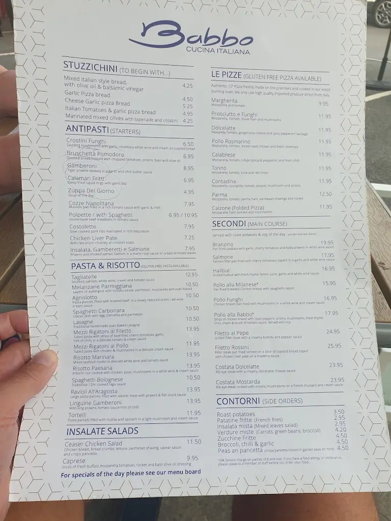 Menu_Babbo Cucina Italiana_Prestwich_image_1