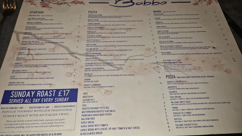 Menu_Babbo Cucina Italiana_Prestwich_image_2