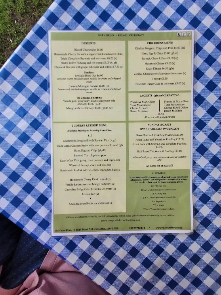 Menu_The Cross Keys_Barton-le-Clay_image_3