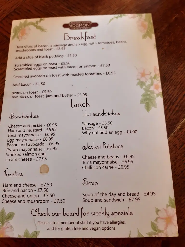 Menu_Ridgmont Station Vintage Tea Room and Heritage Centre_Ridgmont_image_1