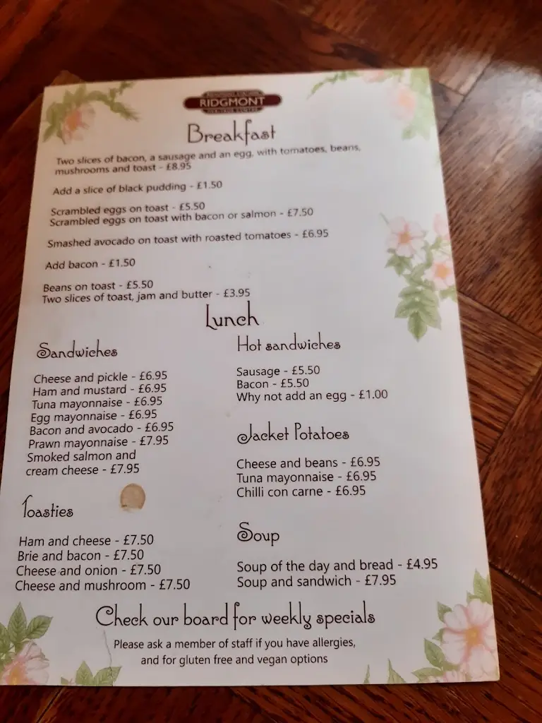 Menu_Ridgmont Station Vintage Tea Room and Heritage Centre_Ridgmont_image_3