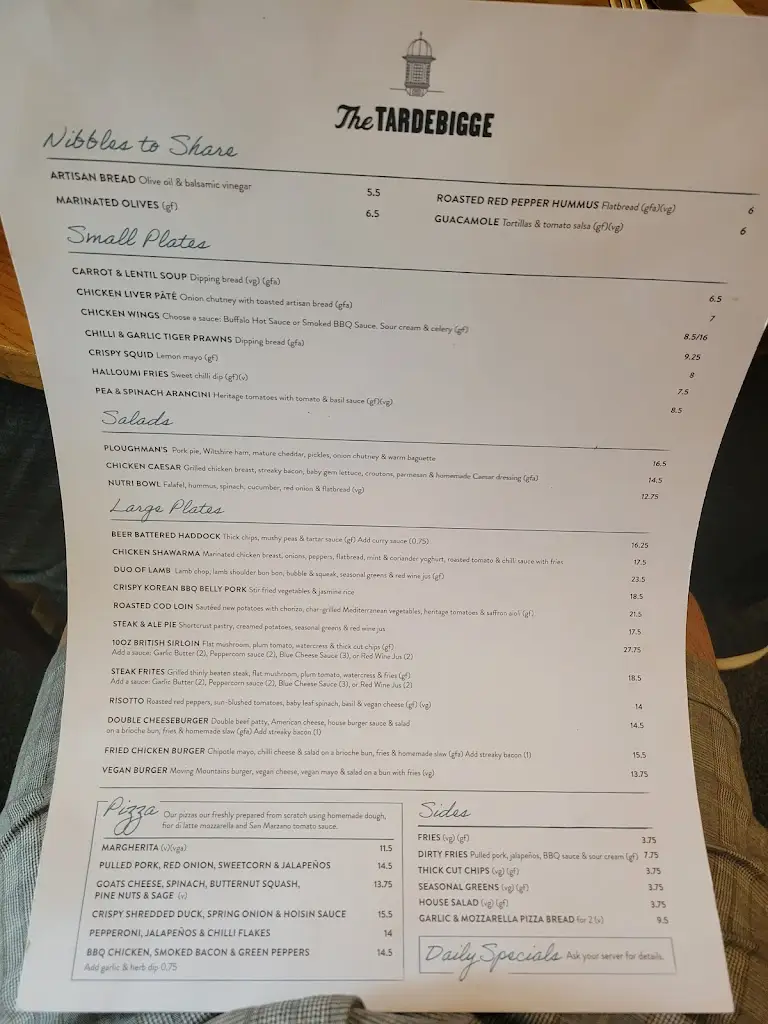 Menu_The Tardebigge_Redditch_image_1