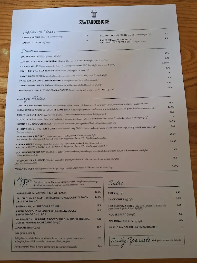 Menu_The Tardebigge_Redditch_image_2