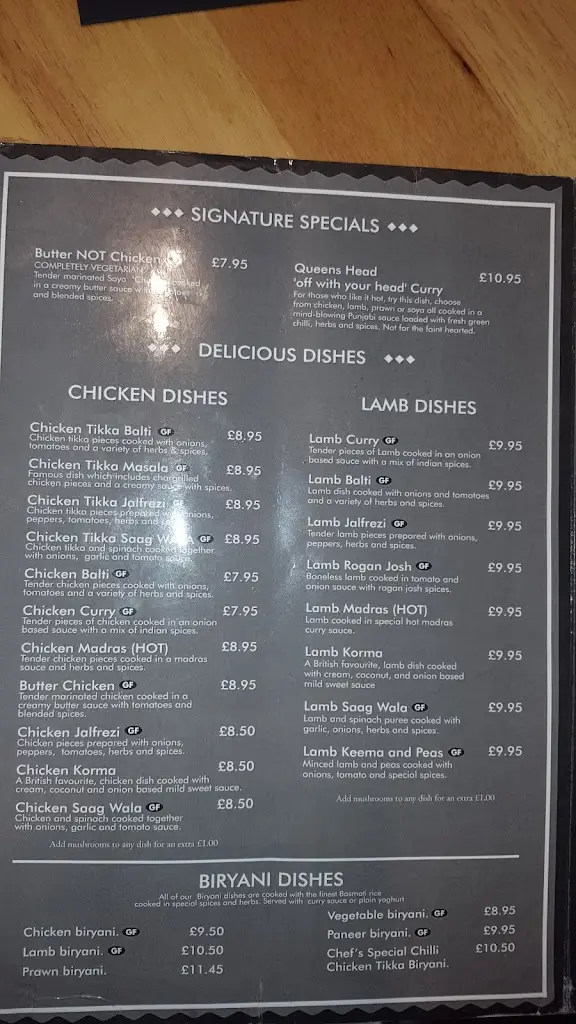 Menu_The Queens Head Indian bar & grill_Redditch_image_1