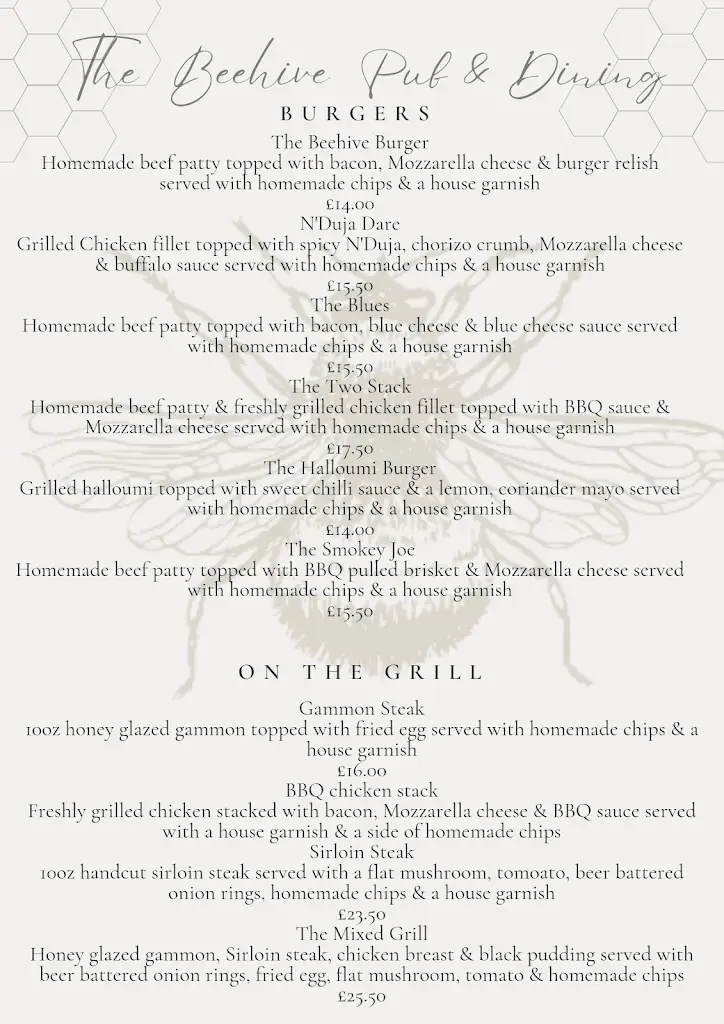 Menu_The Beehive Pub & Dining_Ripponden_imagen_1