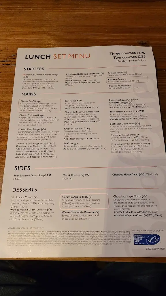 Menu_Mill House Beefeater_Redhill_imagen_2