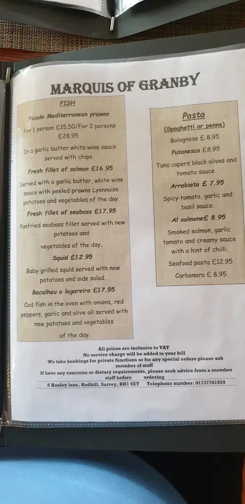 Menu_The Marquis of Granby_Redhill_image_2
