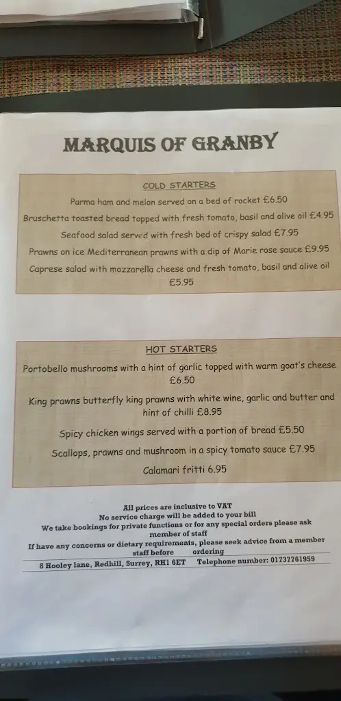 Menu_The Marquis of Granby_Redhill_image_3