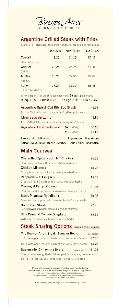 Menu_Buenos Aires Argentine Steakhouse - Reigate_Redhill_image_1
