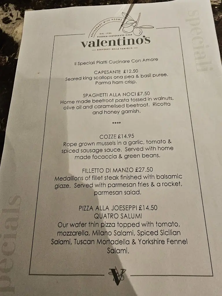 Menu_Valentino's Restaurant_Ripon_image_1