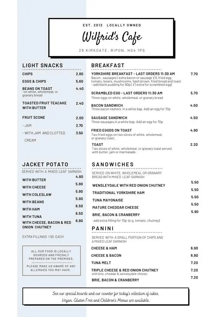 Menu_Wilfrid's Cafe_Ripon_image_1