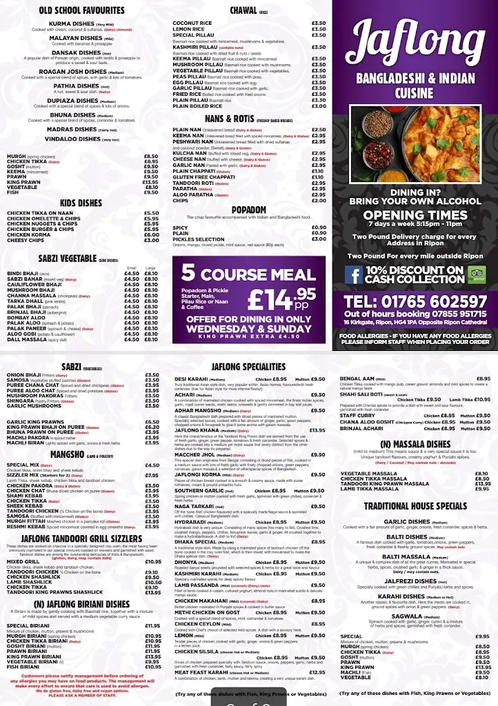 Menu_Jaflong Bangladeshi & Indian Restaurant_Ripon_immagine_1