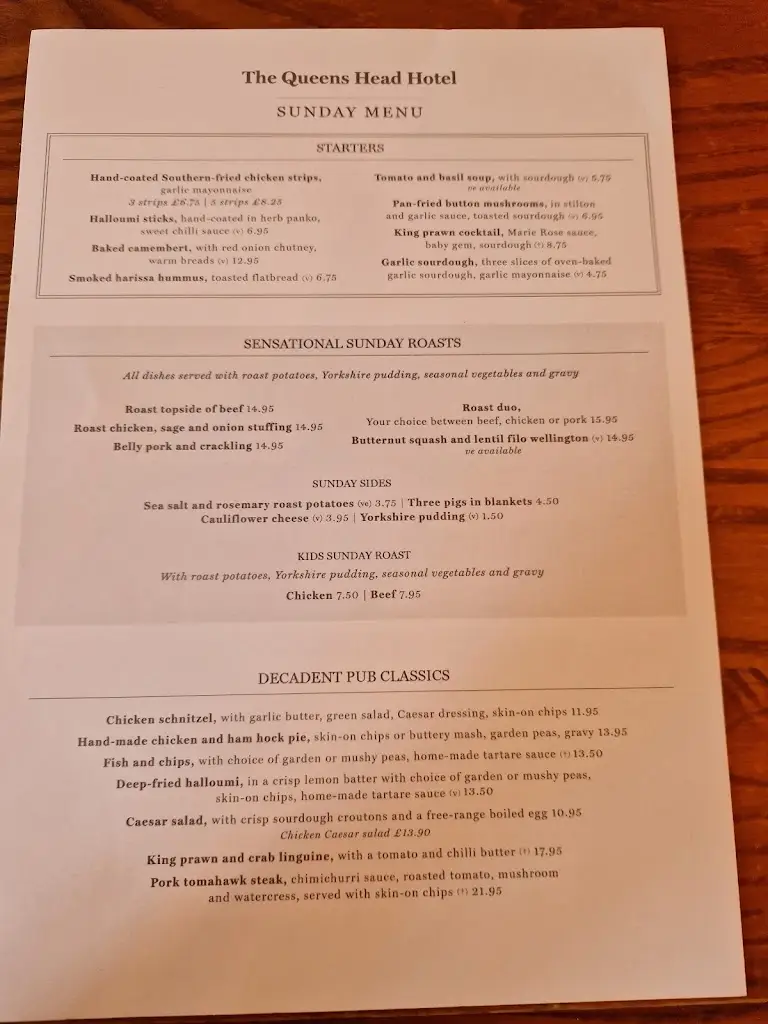 Menu_The Queens Head Hotel_Rothbury_immagine_1
