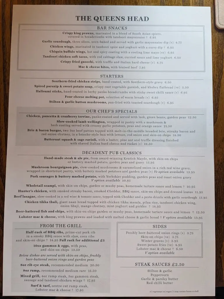 Menu_The Queens Head Hotel_Rothbury_immagine_2