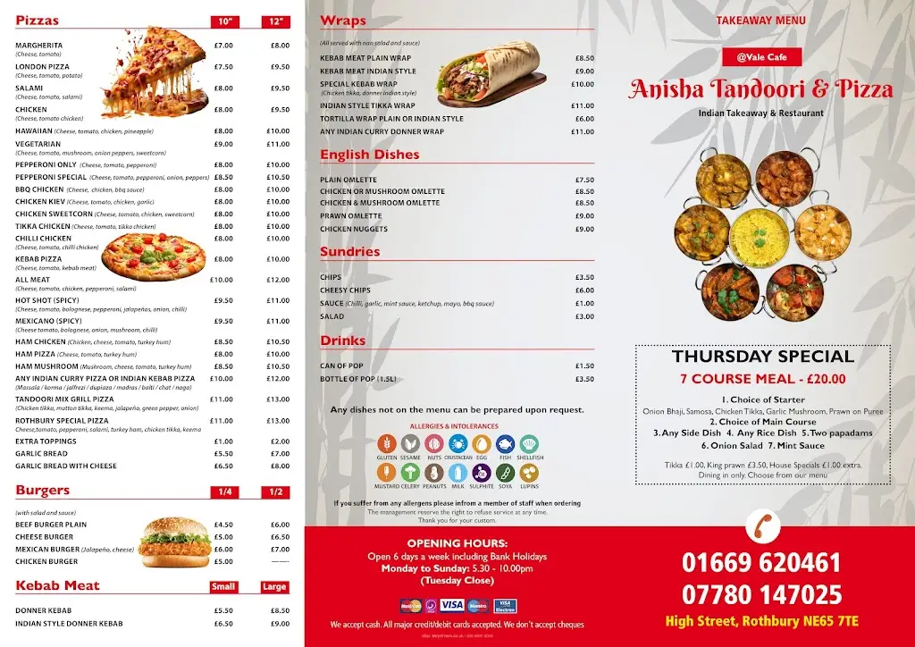 Menu_Anisha Tandoori Rothbury_Rothbury_image_1
