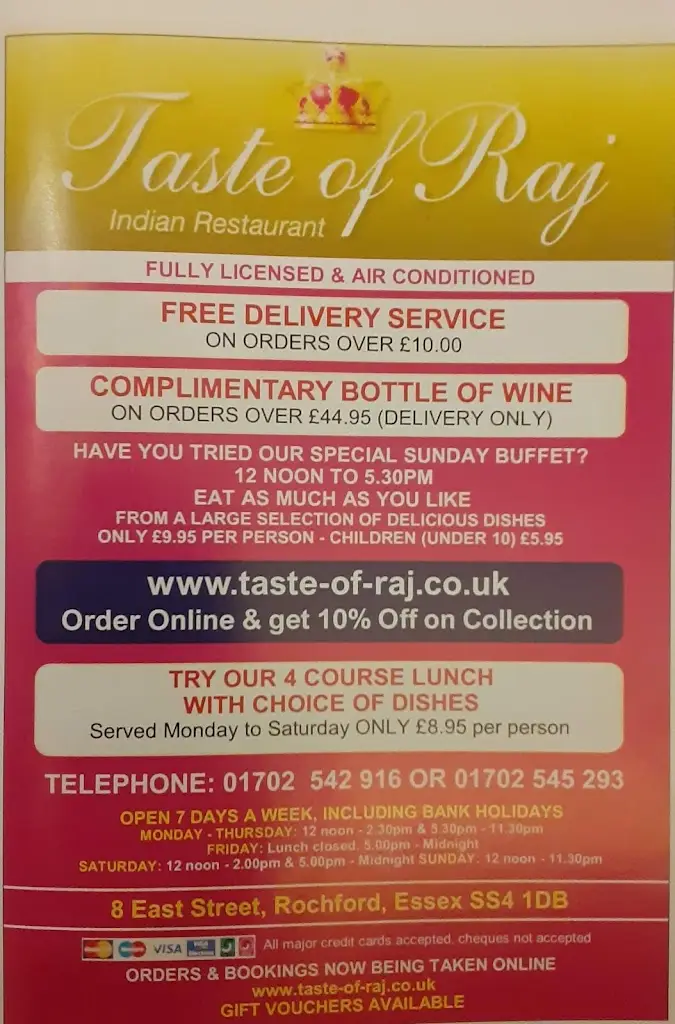 Menu_Taste of Raj_Rochford_immagine_1
