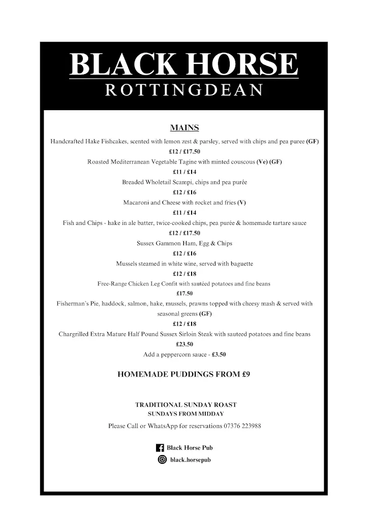 Menu_Black Horse, Rottingdean_Rottingdean_image_1