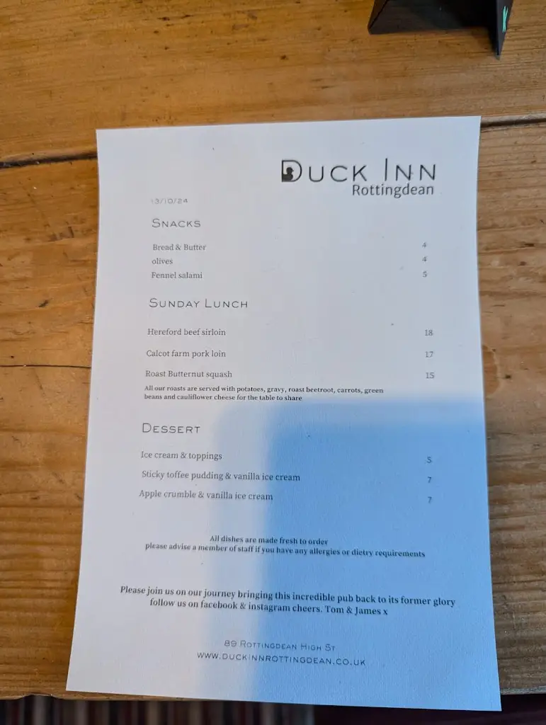 Menu_Duck Inn_Rottingdean_image_2