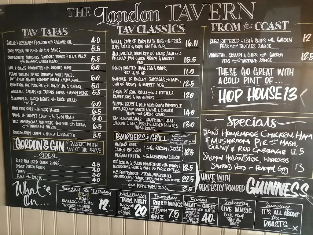 Menu_The London Tavern_Ringwood_image_1