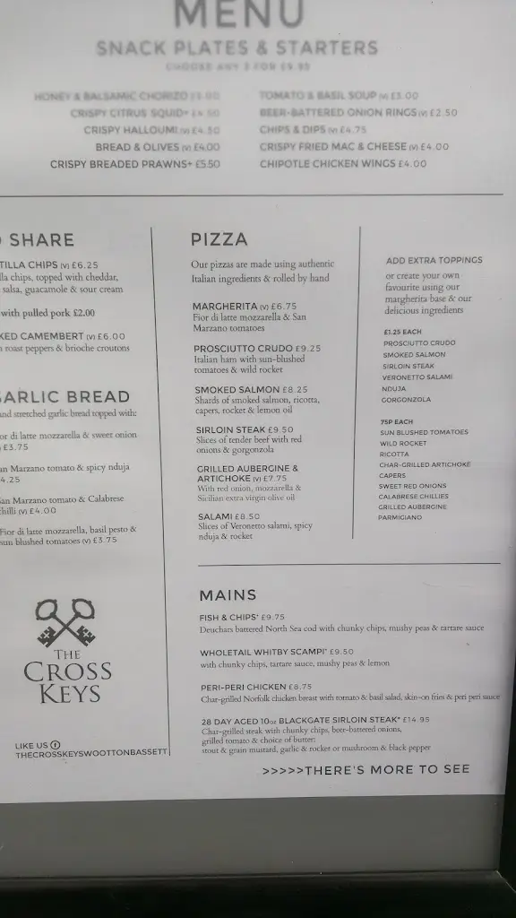 Menu_Cross Keys Inn Wootton Bassett_Royal Wootton Bassett_image_2
