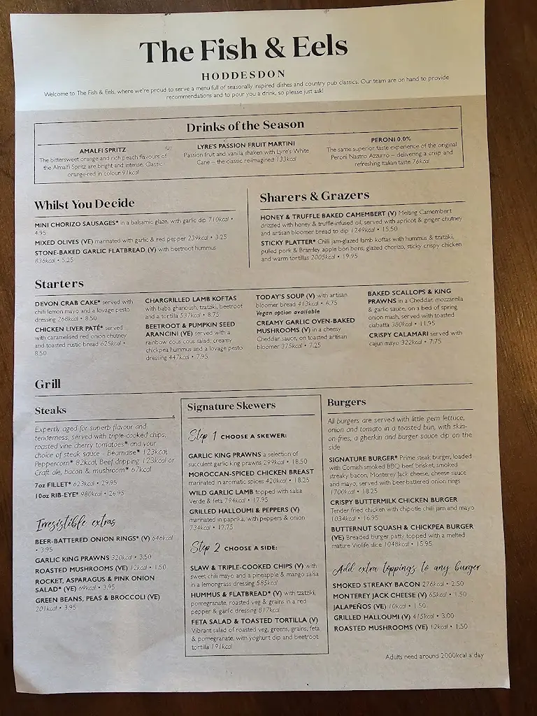 Menu_The Fish And Eels_Roydon_image_1